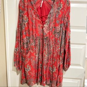 Free People long sleeve red dress